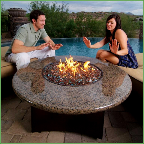 42 Round Tropical Brown Fire Table, Oriflamme Fire Pit Tables
