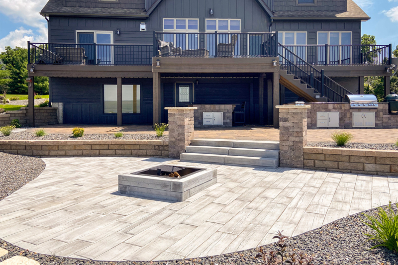 Rochester Concrete Products® Barn Plank Tile & Fire Pit