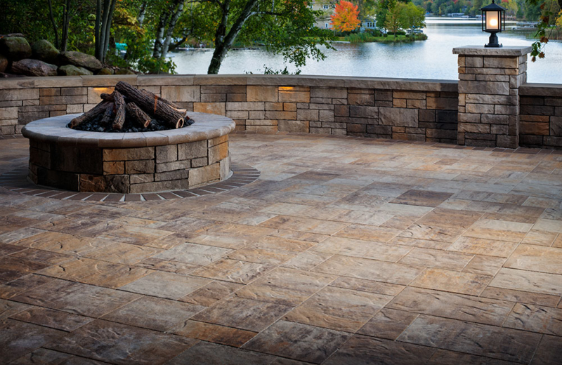 Origins™ Pavers and Tandem Wall Fire Pit